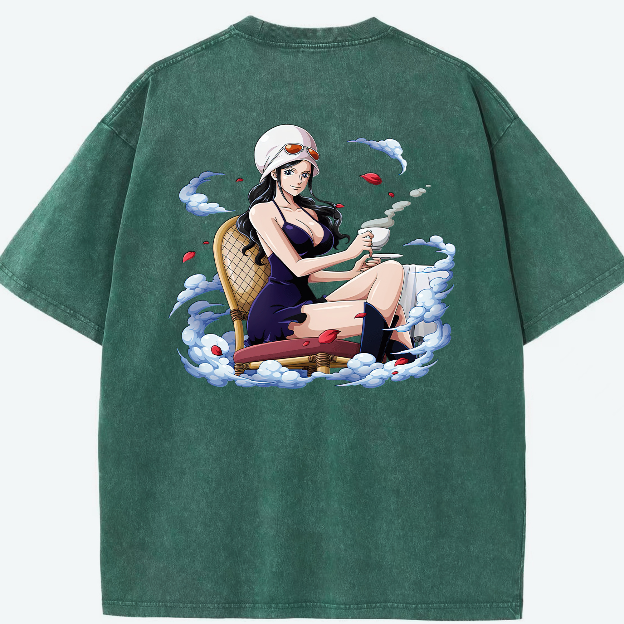 ワンピース ニコ・ロビン ONE PIECE Nico Robin 綿100% ヴィンテージ風 半袖Tシャツ（背面プリント）